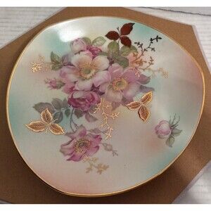 Vintage Bavaria Schumann Arzberg Germany Floral Bowl 7.5” Triangle Bowl Gild #31